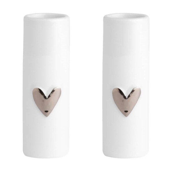 Räder Porcelánové vázičky Silver Heart – set 2 ks, bílá barva, porcelán