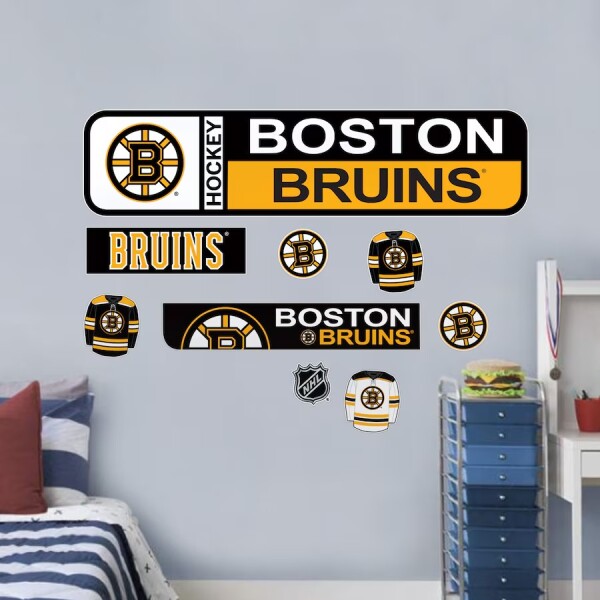 Mustang Drinkware Samolepky na Stěnu Boston Bruins NHL Repositionable Street Signs Wall Decal Set