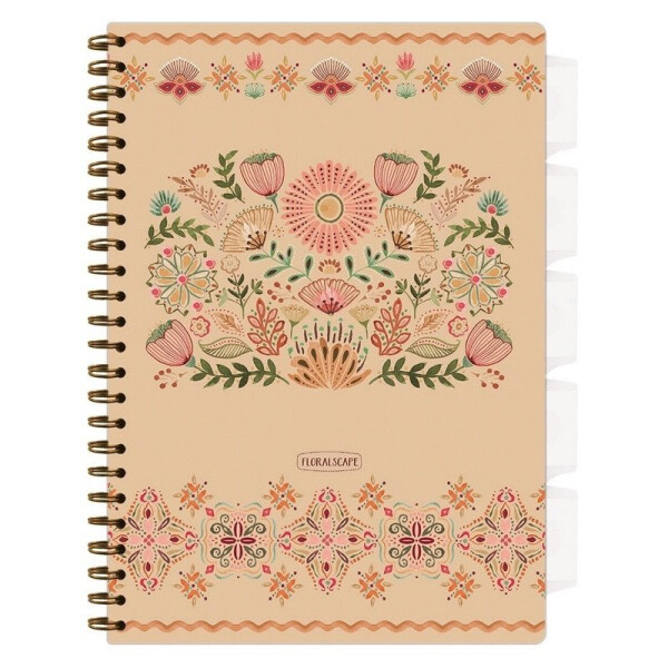 Spirálový sešit A4 s pořadačem Floral Scape