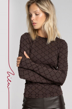 Bezešvá halenka s monogramem MOCHA S
