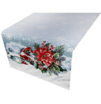 DumDekorace Vánoční gobelínový ubrus s lurexem - vánoční skřítek a zimní krajina Šířka: 45 cm | Délka: 90 cm