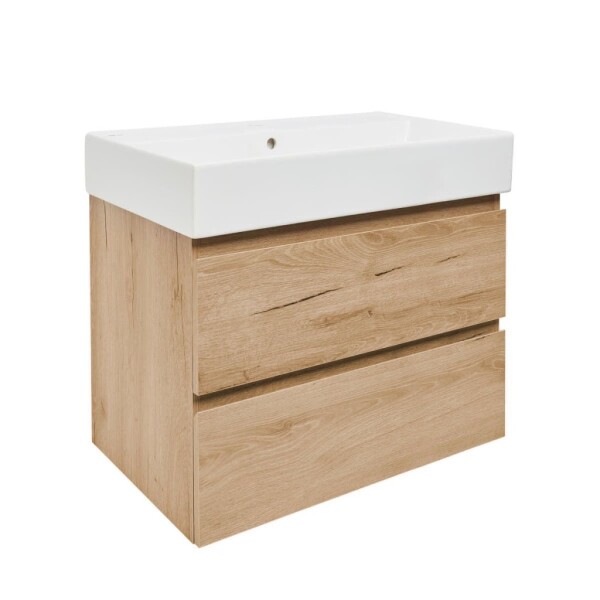 Koupelnová skříňka 2 zásuvková s umyvadlem SAT B-Way 79x50x45 cm dub mat BWAY280OAKU2BI BWAY280OAKU2BI