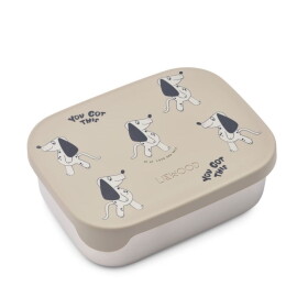 LIEWOOD Svačinový box Arthur Dakota Dog/Mist 900 ml, béžová barva, kov
