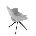 Židle jídelní, šedá látka, 360° vratný mechanismus, černý kov