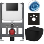 CERANO - Kompletní WC set Basic/Cesso - černá matná - WC tlačítko Maxio/Černá - závěsné - nízký modul - předstěnová instalace - 49x36 CER-8050BD86219