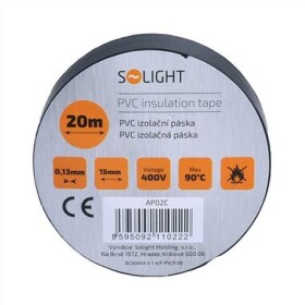 Solight Izolační páska 15 mm x 0,13 mm x 20 m černá