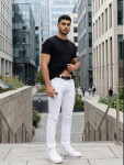 Pánské džíny slim fit s páskem bílé FashionStreet UX4498 s30