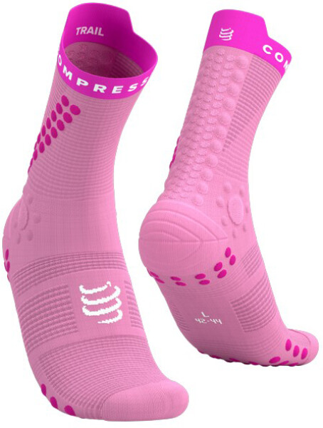 Běžecké kompresní ponožky Compressport Pro Racing Socks v4.0 Trail - Begonia/Neon Pink Velikost: EU 42-44