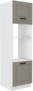 Vysoká skříňka pro vestavnou a mikrovlnou troubu Luna 60 DPM-210 2F Barva korpusu: Bílá, Barva dvířek: Clay Grey