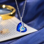 Náhrdelník Swarovski Elements René - srdce, Modrá 40 cm + 5 cm (prodloužení)