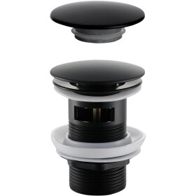CERANO Umyvadlová výpusť - 5/4“ click-clack s přepadem + kryt z litého mramoru - 25/60mm - černá matná