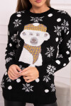Vánoční svetr s medvídkem černý UNI
