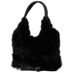Módní dámská plyšová kabelka do ruky Viorica, černá
