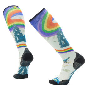 Unisex merino lyžařské ponožky SMARTWOOL Ski Zero Cushion Rainbow Trails Print OT, Laguna Blue velikost: 46-49 (XL)