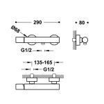 TRES STUDY černá mat sprchová termostatická nástěnná baterie s příslušenstvím 26116701NM TG 26116701NM