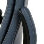 Křeslo kancelářské, tmavě modrá ekokůže, kovový kříž, kolečka na tvrdé podlahy