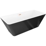 MEXEN/S - Tava volně stojící vana reliéf 170 x 75, bílá/černá, sifon a přepad měď kartáčovaná 52851707575-65