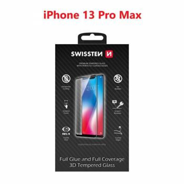 SWISSTEN Ultra Durable 3D FULL GLUE Glass pro Apple iPhone 13 Pro Max černá (64701889)