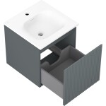 MEXEN/S - Rivel koupelnová skříňka 45 cm s umyvadlem Vela, 1 šuplík, reliéf , grafit mat/bílá mat 91A20-04547-1-BF66-W23M01