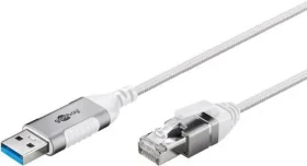 Goobay USB-A - RJ-45 Slim bílá / USB LAN adaptér / USB 3.2 Gen 1 / Cat.6 FTP / 1 Gbit/s / 1 m (74377)