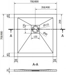 MEXEN/S - Stone+ čtvercová sprchová vanička 70 x 70, bílá, mřížka bílá 44107070-W