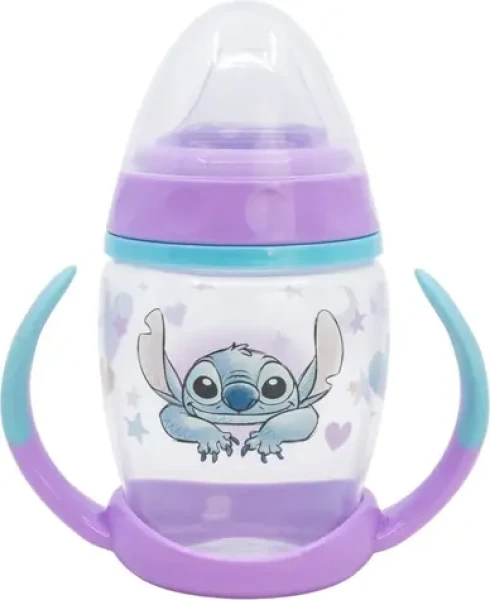 STOR Hrneček s oušky a silikonovým náustkem 270 ml Stitch / Dětský hrnek / Bez BPA / Silikonový náustek (94931)
