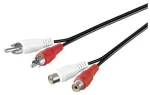 MicroConnect Stereo kabel 2x RCA (M) - 2x RCA (F) 1.5m černá (AUDCH2)