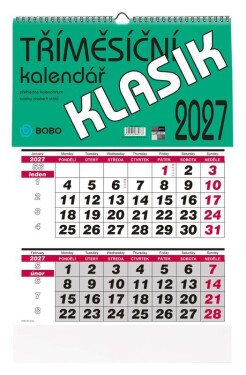 Nástěnný kalendář 2027 tříměsíční KLASIK