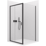 CERANO - Sprchový kout Varone LINE L/P - 6 mm - černá matná, transparentní sklo - 120x80x195 - posuvný CER-DY505B-90108