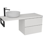 CERANO Deska pod umyvadlo Navira Pro - 121x46,5x3,6 cm - skříňka Velora 59 cm - bílá matná, chromová úchytka - konzole černá