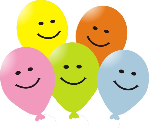 Balónky s černým potiskem Smajlík, 5 ks mix barev Balonky.cz Balónky s černým potiskem Smajlík, 5 ks mix barev Balonky.cz