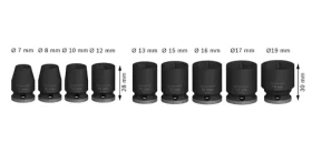 BOSCH 2608003036 / 9-dílná sada nástrčných klíčů PRO Impact / 3/8" vnější čtyřhran (2608003036)