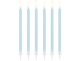 PartyDeco svíčky dlouhé světle modré (12 ks)