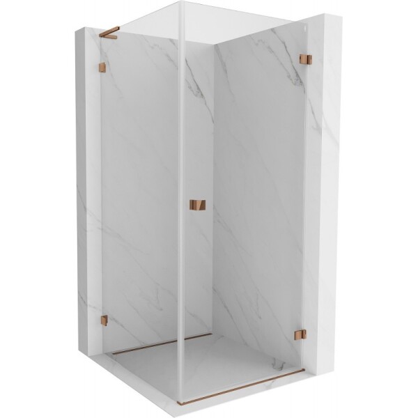 MEXEN/S - Lunar-B L sprchový kout dveře křídlové pravá 90 x 90, transparent, růžové zlato 832L-090-090-60-00-P