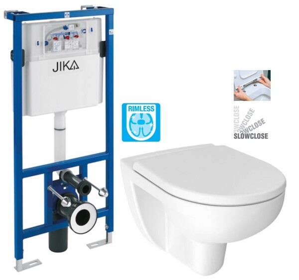 ALCADRAIN předstěnový instalační systém bez tlačítka + WC JIKA LYRA PLUS RIMLESS + SEDÁTKO DURAPLAST SLOWCLOSE H895652 X LY2