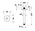 DURAVIT - Příslušenství Sprchové rameno stropní, 20 cm, matná černá UV0670025046