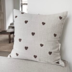 Bastion Collections Povlak na polštář Brown Hearts 50 x 50 cm, přírodní barva, textil