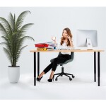 Židle kancelářská, zelená látka v dekoru broušené kůže, černý kovový kříž