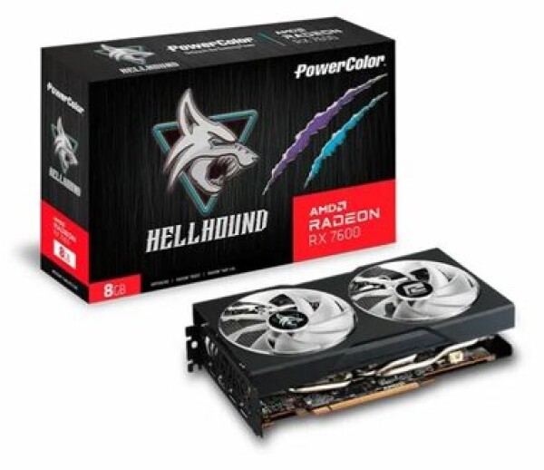 PowerColor Radeon RX 7600 Hellhound 8GB OC / 1772 - 2693 MHz / 8GB GDDR6 / 128-bit / 3x DP / 1x HDMI / (8) 600W (RX7600 8G-L/OC)