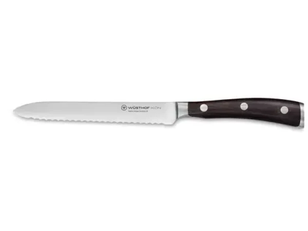 Wüsthof IKON / Nůž nakrajovací / 14 cm / Vlnkované ostří / Rukojeť z dřeva Grenadill (1010531614)