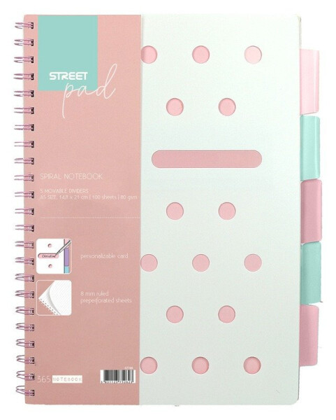 Spirálový blok A4, 100l, linkovaný - StreetPad Pink (mix)
