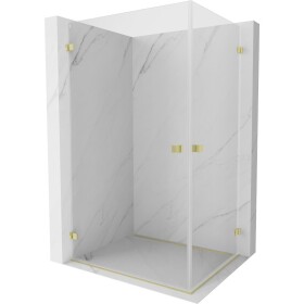 MEXEN/S - Lunar-B Duo sprchový kout dveře křídlové 90 x 80, transparent, zlato kartáčovaná 832-090L-080P-55-00