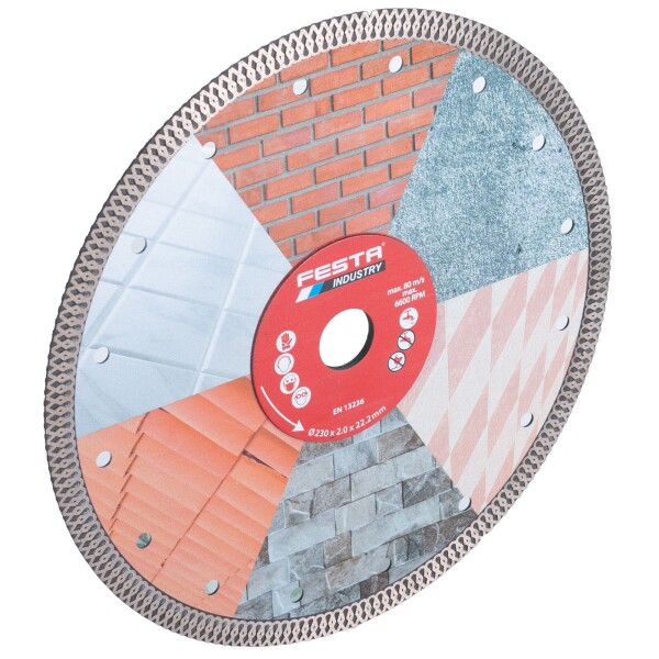 Kotouč diamantový, turbo Thin Cut, 230x2,0mm, 22,2mm, FESTA INDUSTRY