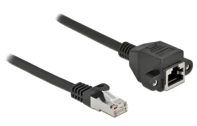 Delock Prodlužovací kabel RJ45 (M)-RJ45 (F) Cat.6A 0,25 m černá / Prodlužovací kabel / S/FTP / 26 AWG (86998)