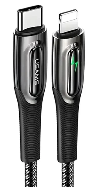 USAMS SJ518USB01 černá / Datový kabel / USB-C - Lightning / 20W PD / Smart Power-off / 1,2m (SJ518USB01)