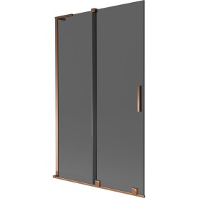 MEXEN/S - Velar L dvoukřídlá posuvná vanová zástěna 110 x 150, grafit, růžové zlato 896-110-003-41-60