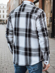 Pánská kostkovaná flanelová košile DX2673 černobílá - FashionStreet M