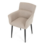 Židle jídelní, snadno čistitelná krémová látka, černý matný lak, kovové nohy