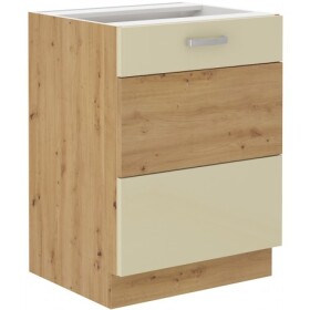 Spodní skříňka Artisan 60 D 1F BB Barva korpusu: Dub artisan, Barva dvířek: Krémový lesk