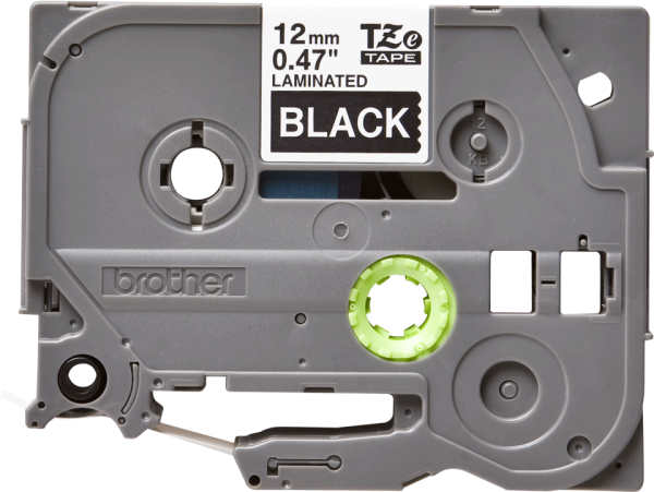 Brother TZE-335, 12mm, bílý tisk/černý podklad - originální páska laminovaná